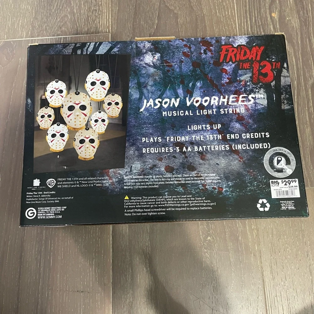 Gemmy Friday the 13th Jason Voorhees 7ft musical string lights.nwt